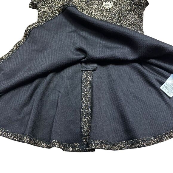 Juicy Couture Toddler Girls Black Gold Sparkle A-Line Dress Short Sleeve Sz 12m - Picture 6 of 10